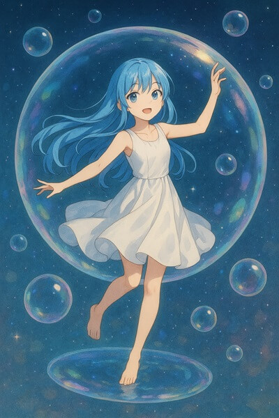 コミケアニメシャボン玉の中の女の子
