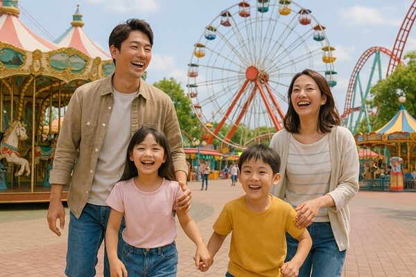 ポケパークカントーで遊園地で楽しむ家族イメージ