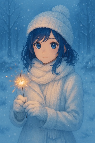 雪の中を歩く女性