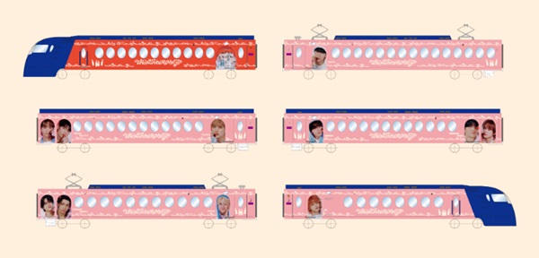 INI×南海ラピート「#マジラピ号」ラッピング車両のイメージ画像（ピンクの特別デザイン）